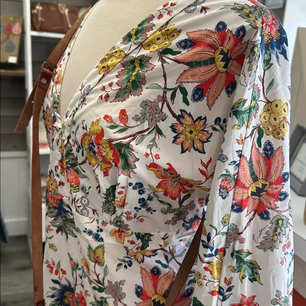ERDEM White Floral Print Blouson Sleeve Dress – Size US 10 (UK 14) 🌸✨ - Picture 10 of 11